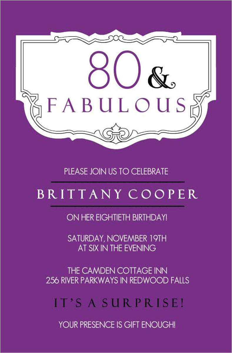 80th birthday party invitations