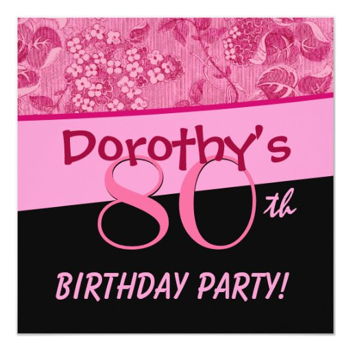 80th birthday pink vintage flowers template invitation 161680581118597313