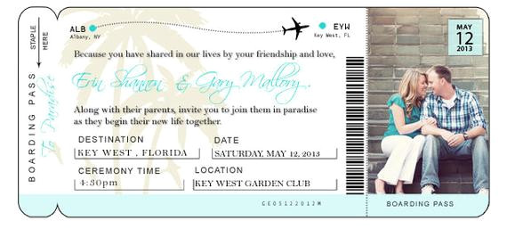 diy airline ticket invitation