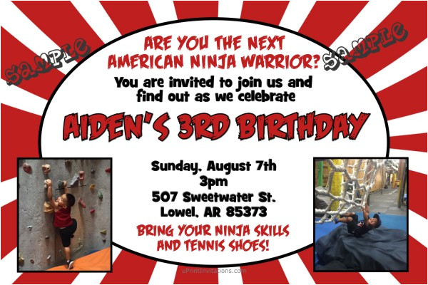 american ninja warrior birthday invitations