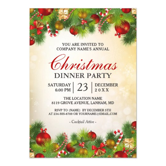 xmas gold red decoration annual christmas party invitation 256366410527427730