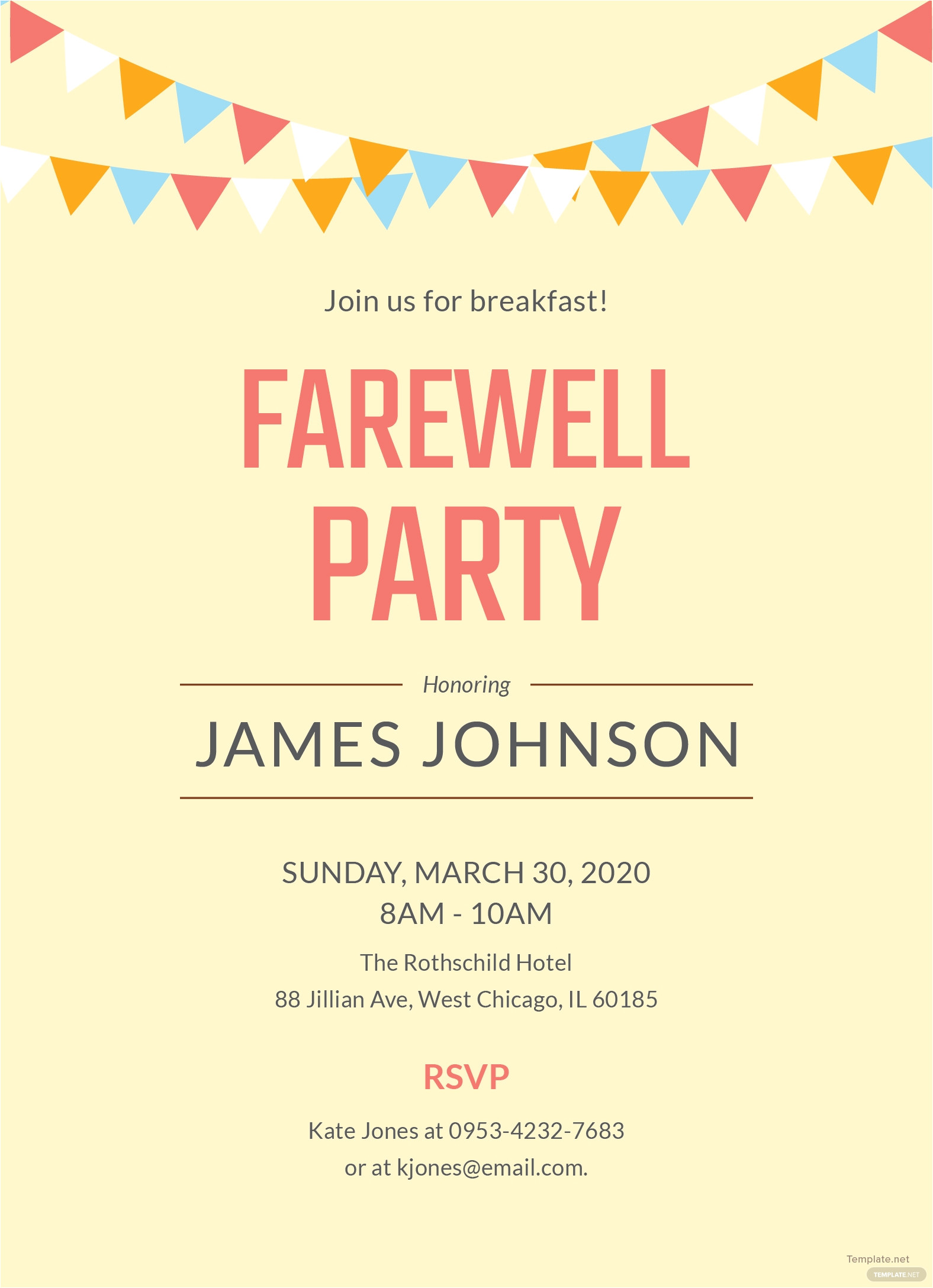 farewell breakfast party invitation