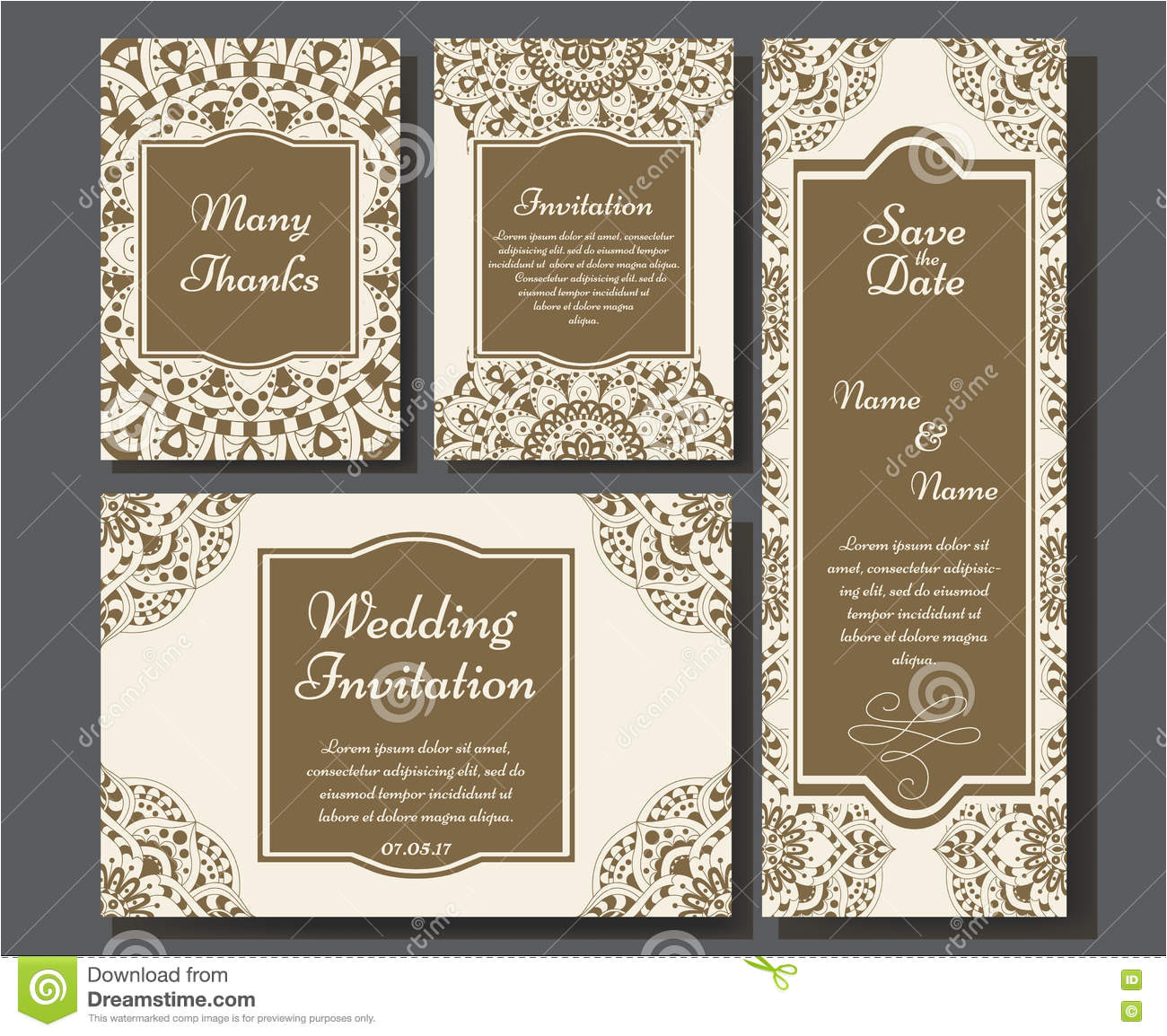 stock illustration wedding card collection mandala template invitation card decorative greeting invitaion design vintage islam arabic image81958940