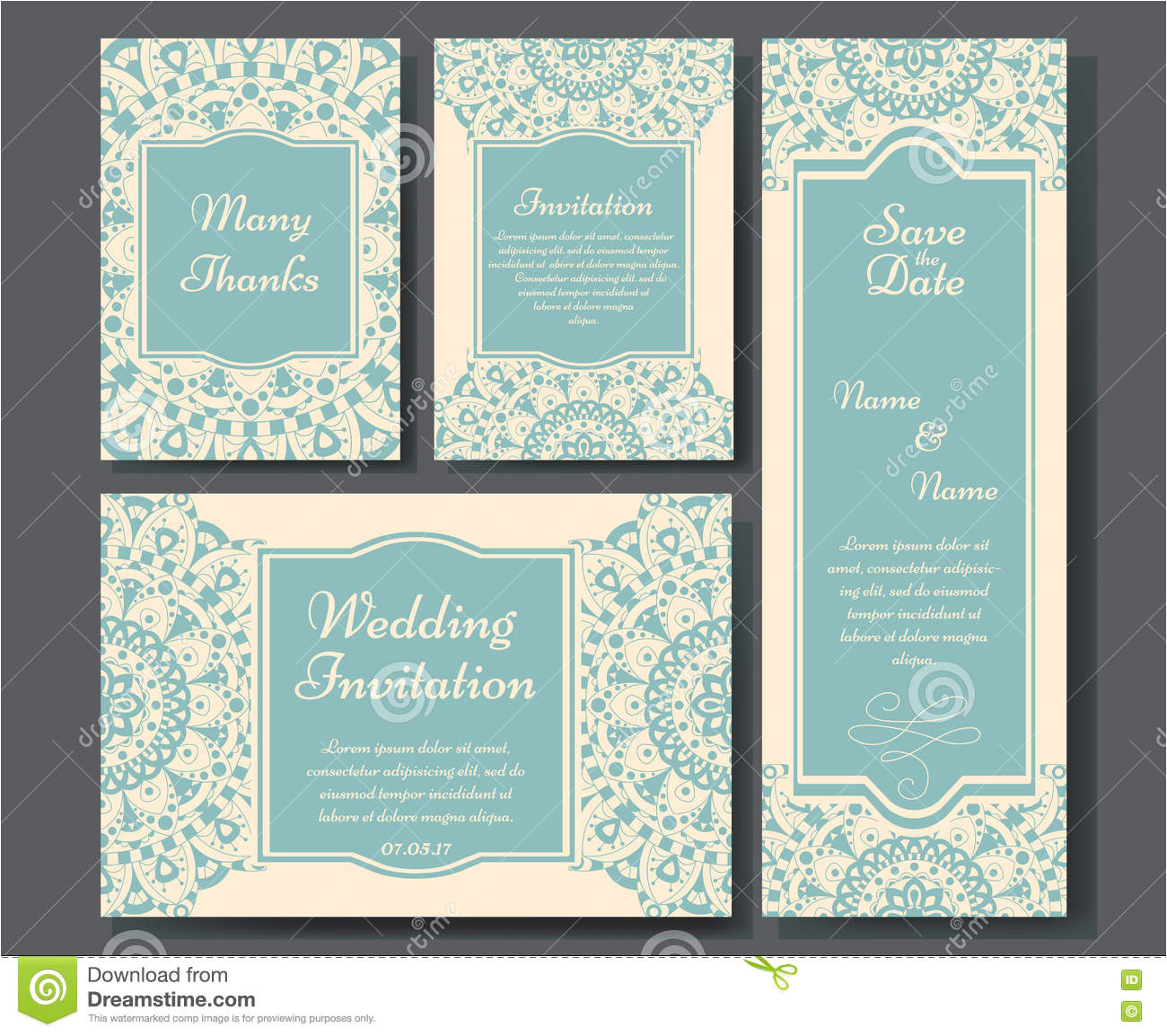 stock illustration wedding card collection mandala template invitation card decorative greeting invitaion design vintage islam arabic image81958742