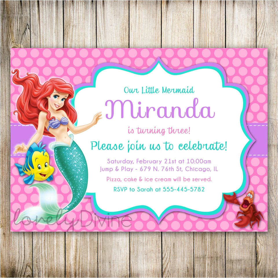 little mermaid birthday invitation ariel