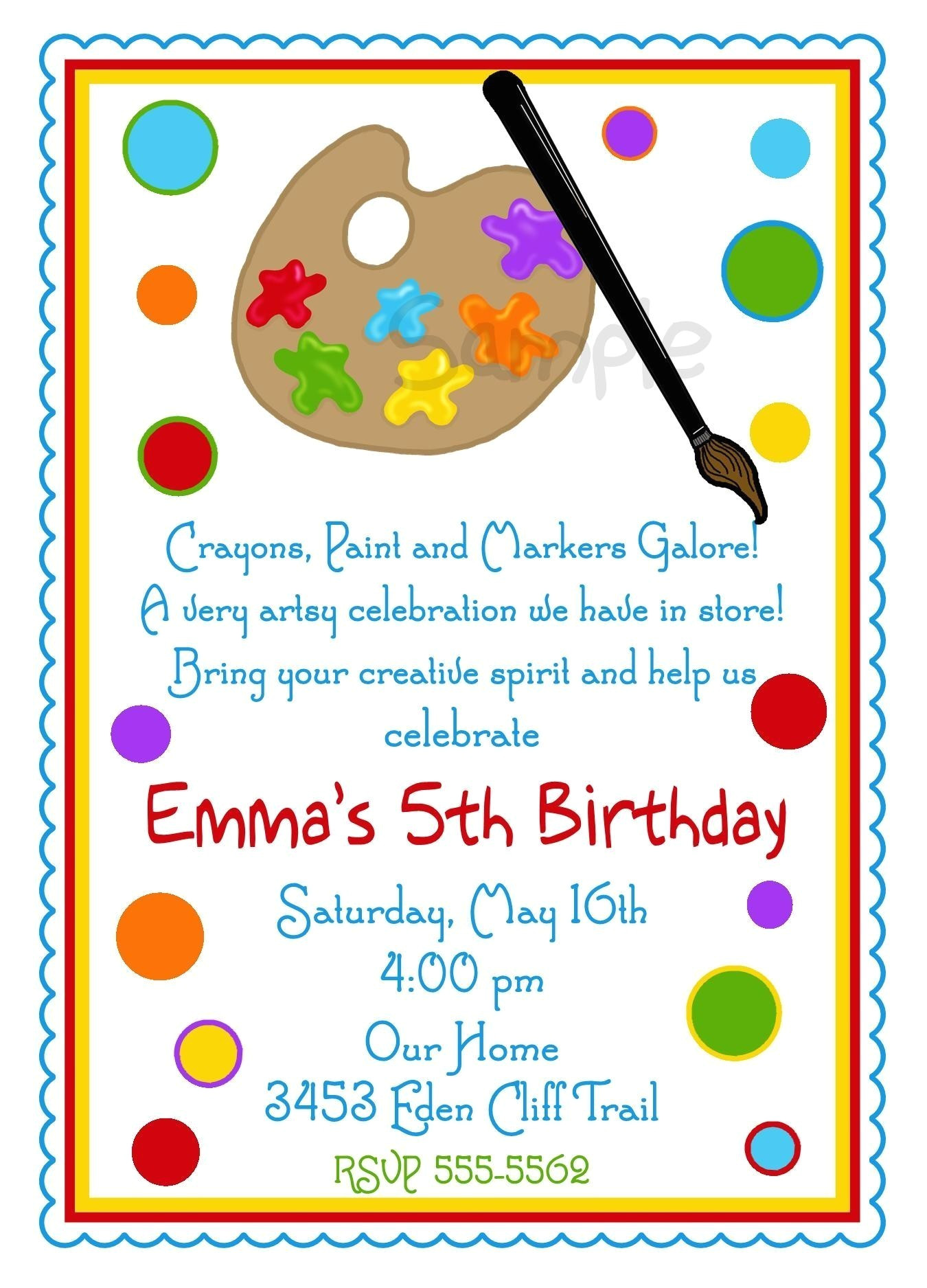 art birthday party invitations for your kids