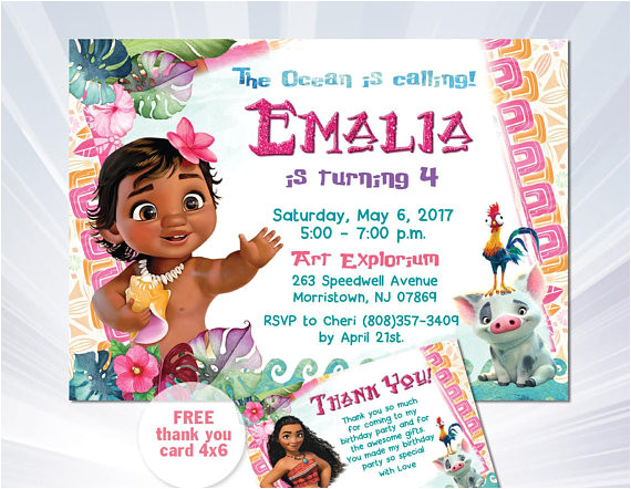 moana birthday invitation baby moana