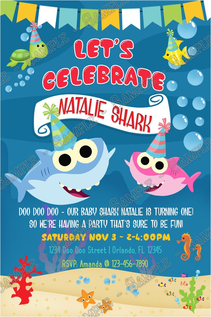baby shark girl shark birthday party invitation