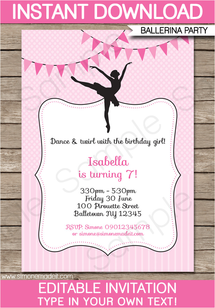 ballerina party invitations