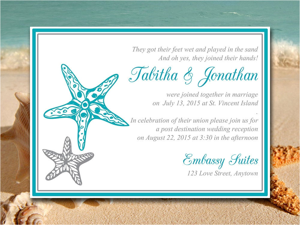 beach wedding reception invitation