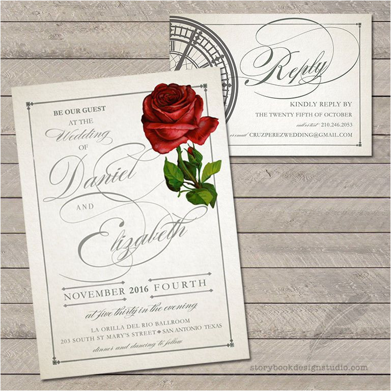 beauty and the beast wedding invitations