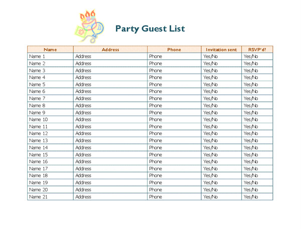 party guest list tm02806338