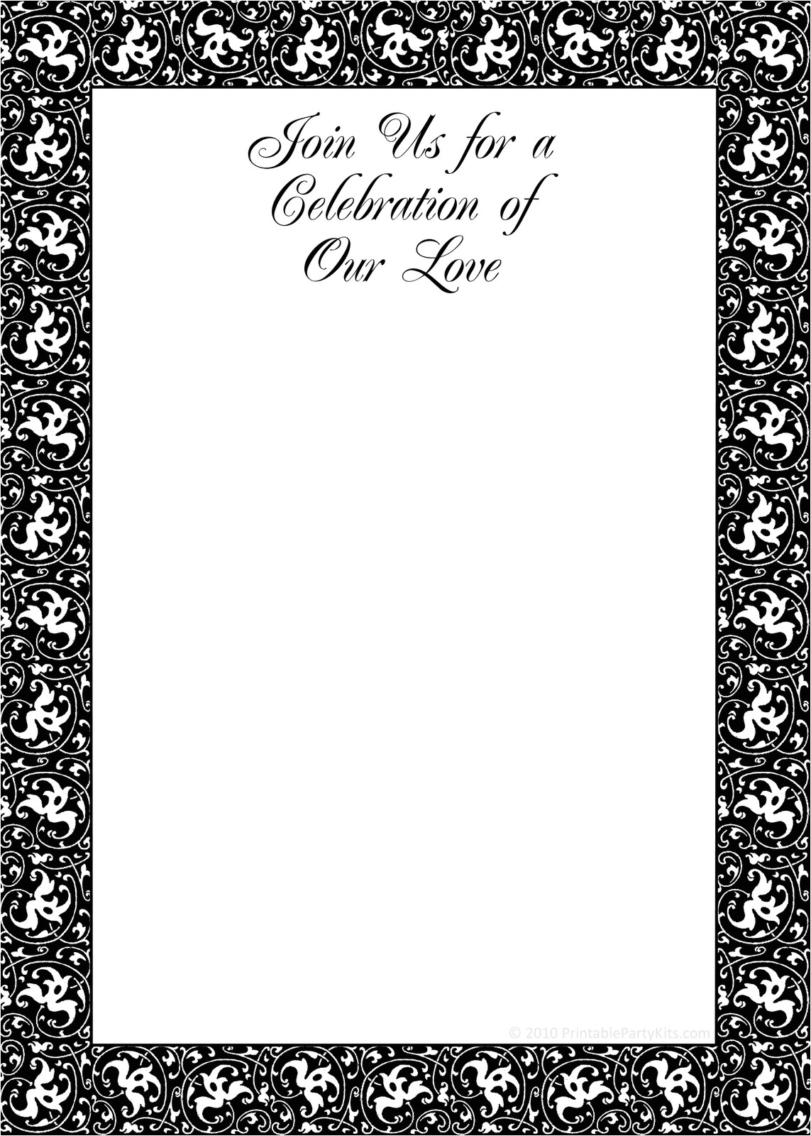 printable black and white birthday invitation template