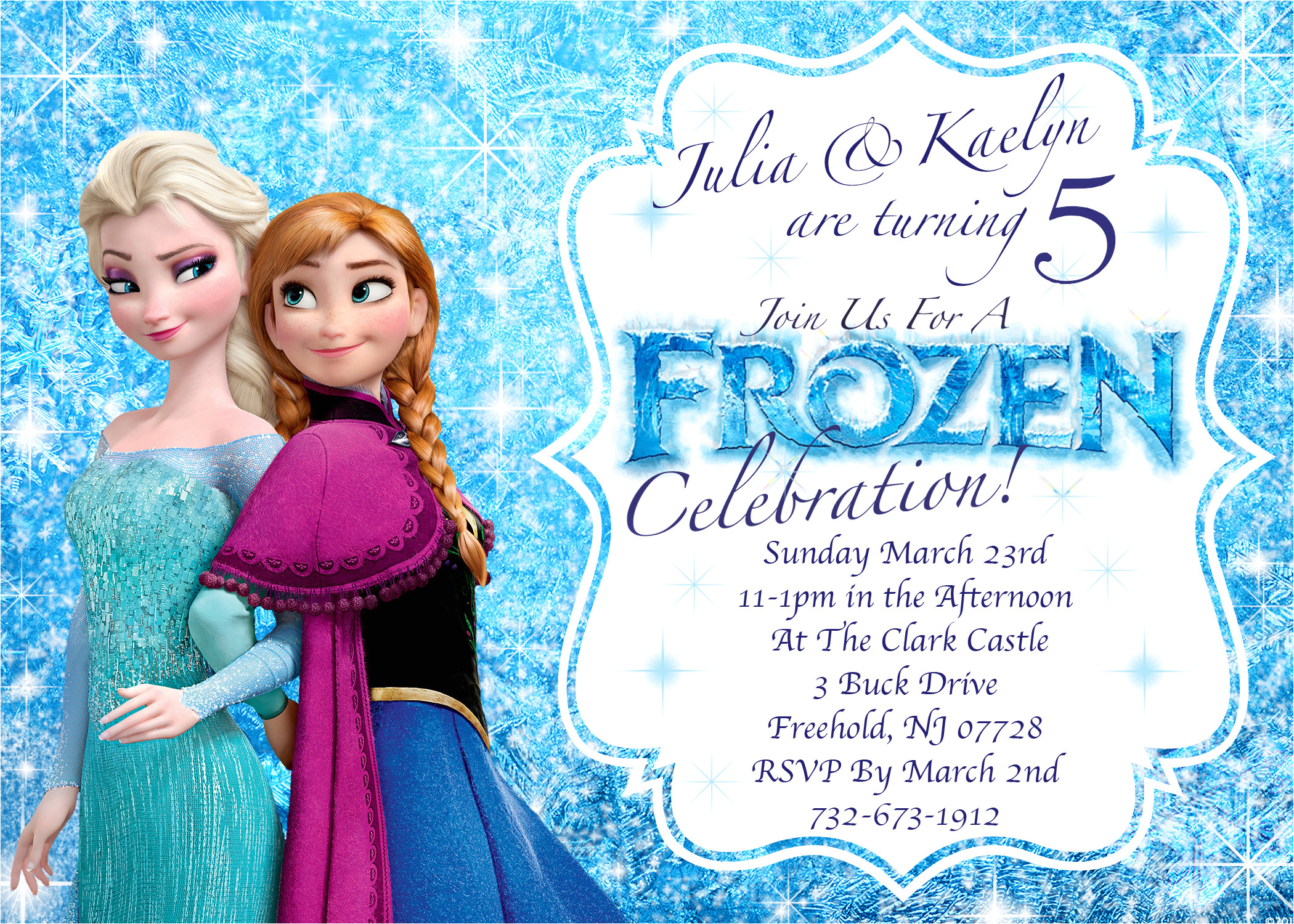 disneys frozen winter birthday invitation printable twin or sibling invitation 2
