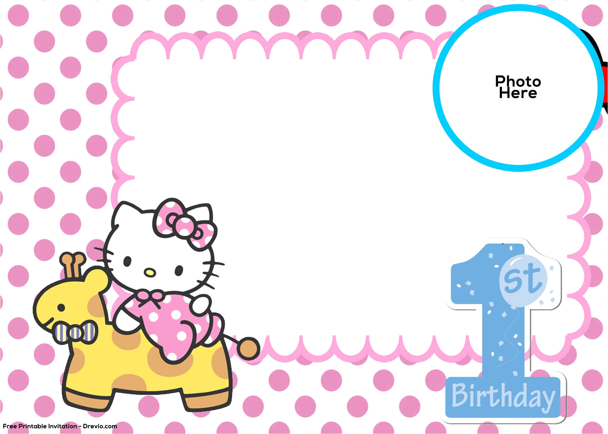 Birthday Invitation Template Hello Kitty Free Hello Kitty 1st Birthday Invitation Template Free