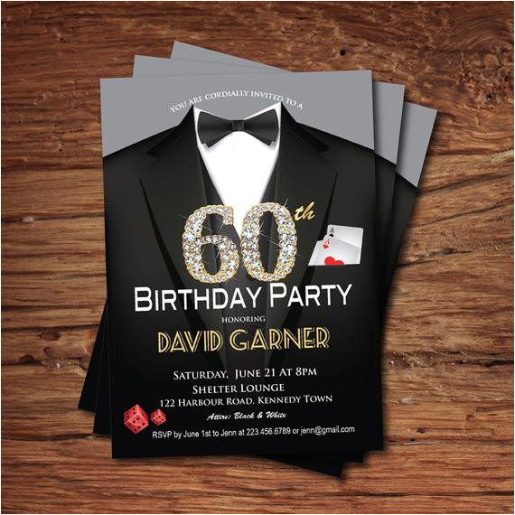 casino 60th birthday invitation adult