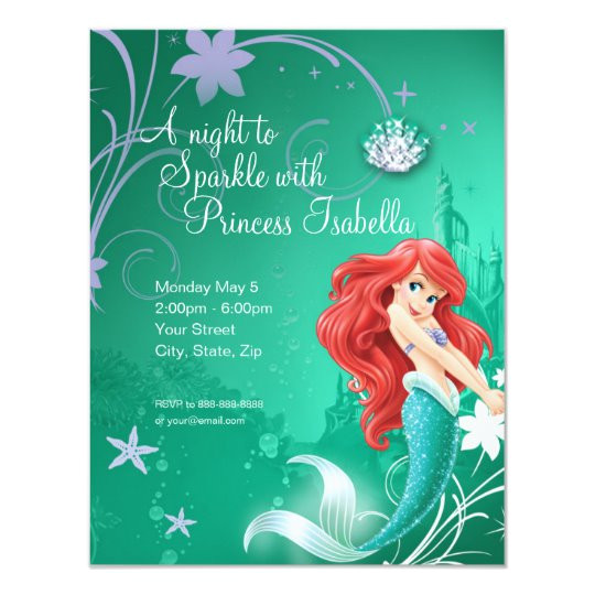 ariel the little mermaid birthday invitation 161006880276706240