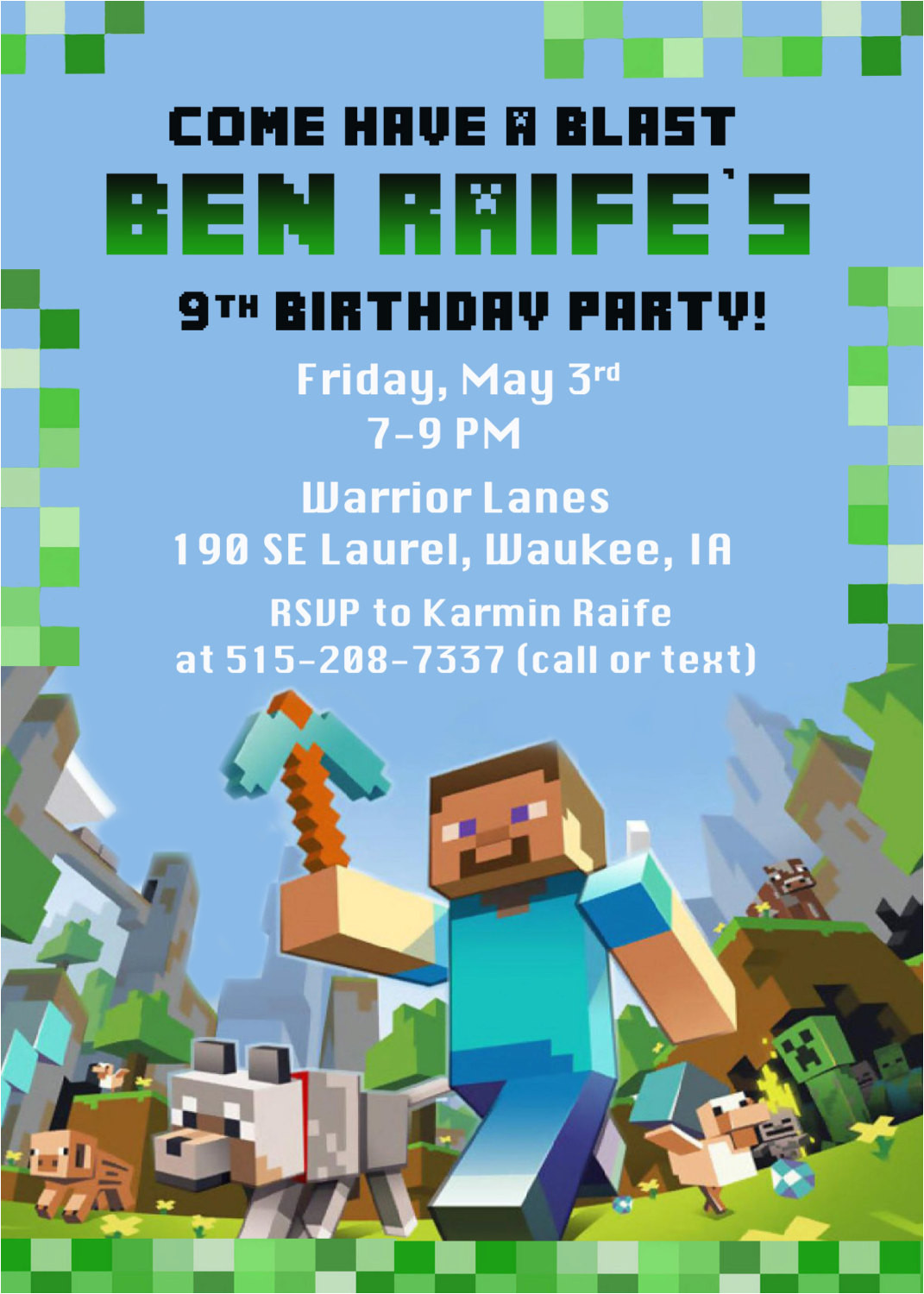 minecraft birthday party invitation