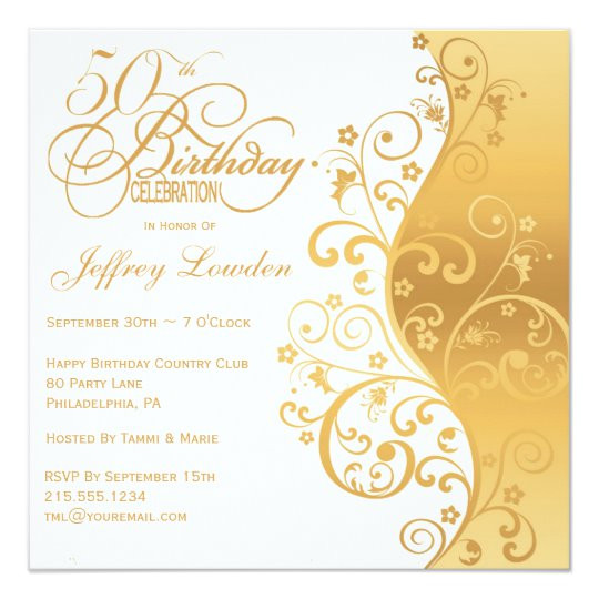 white gold 50th birthday party invitation 161610031246937800