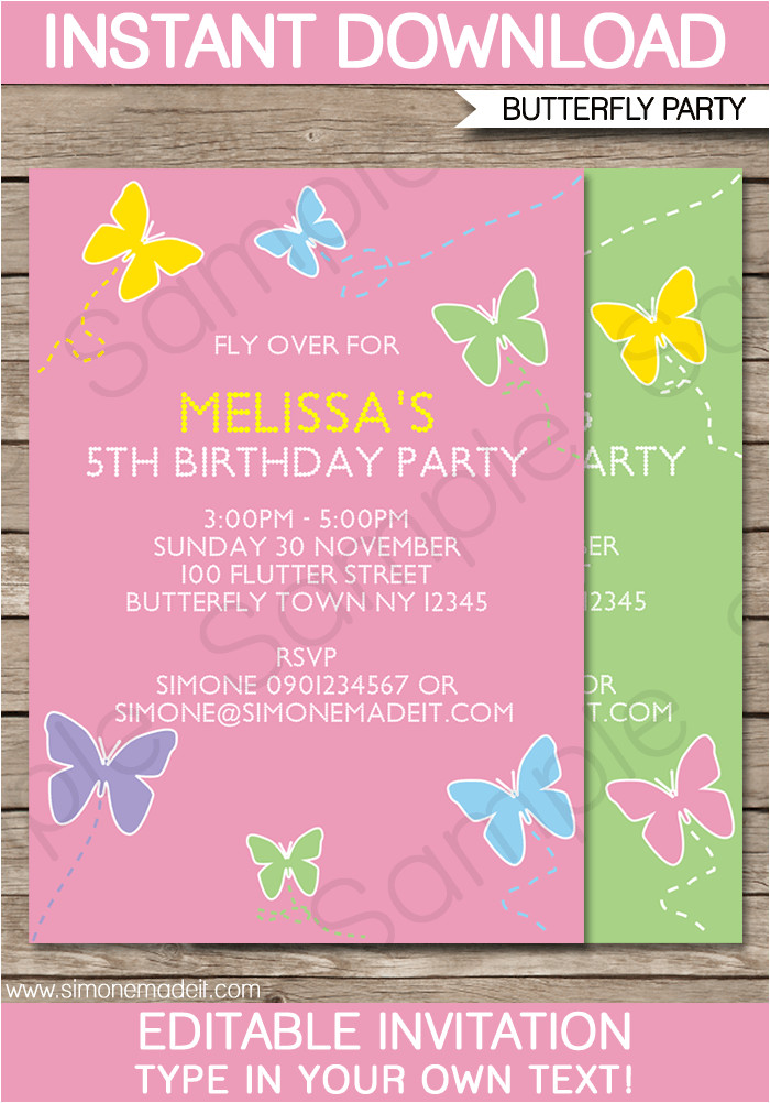 butterfly party invitations template