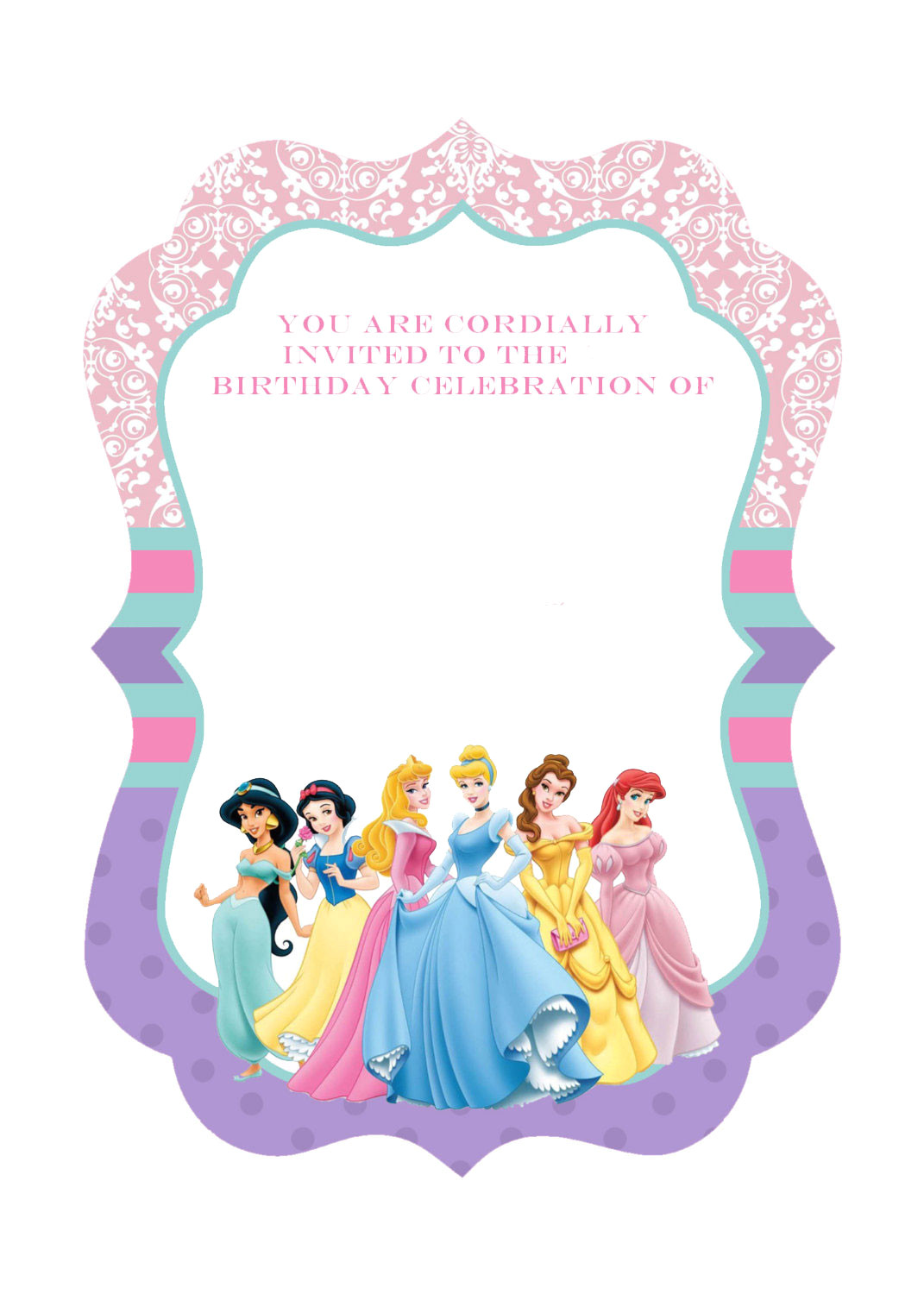 free printable disney princess birthday invitations template
