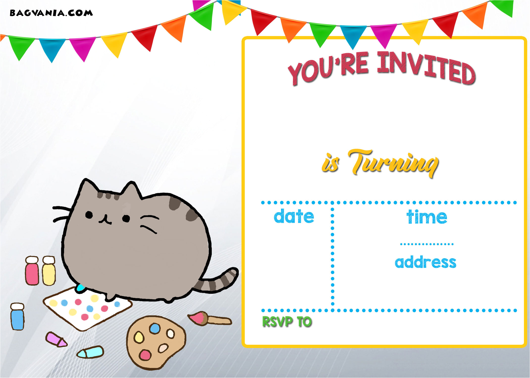 free printable pusheen birthday invitation template