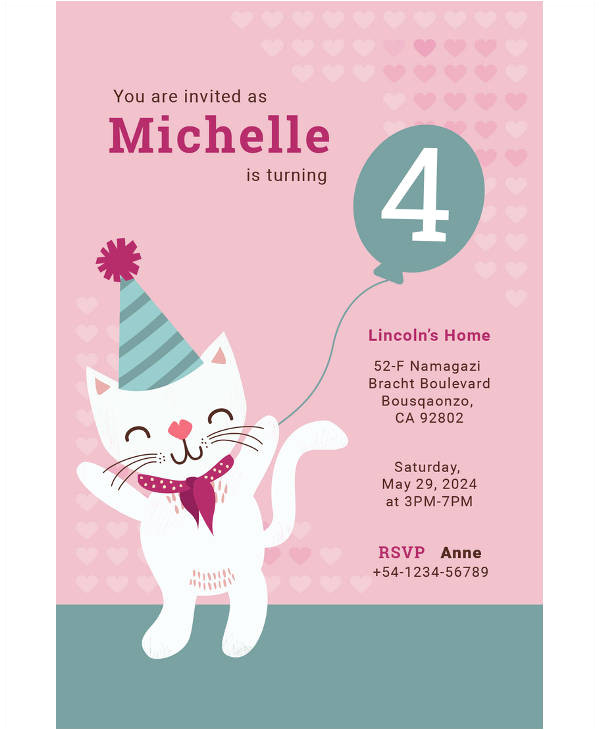 kitty birthday invitation