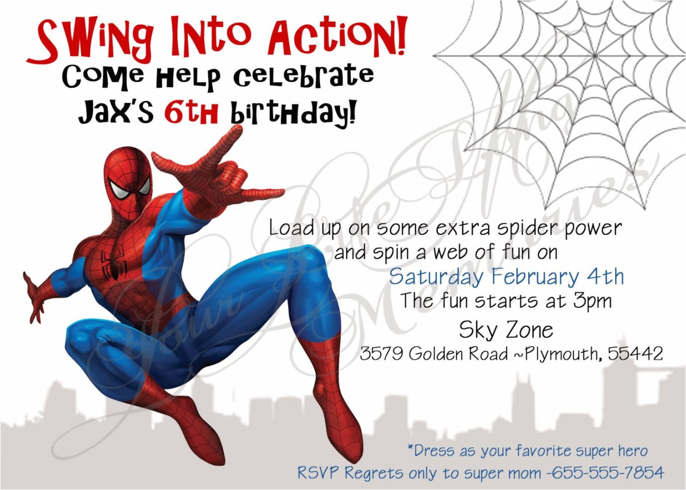 spiderman birthday invitation template