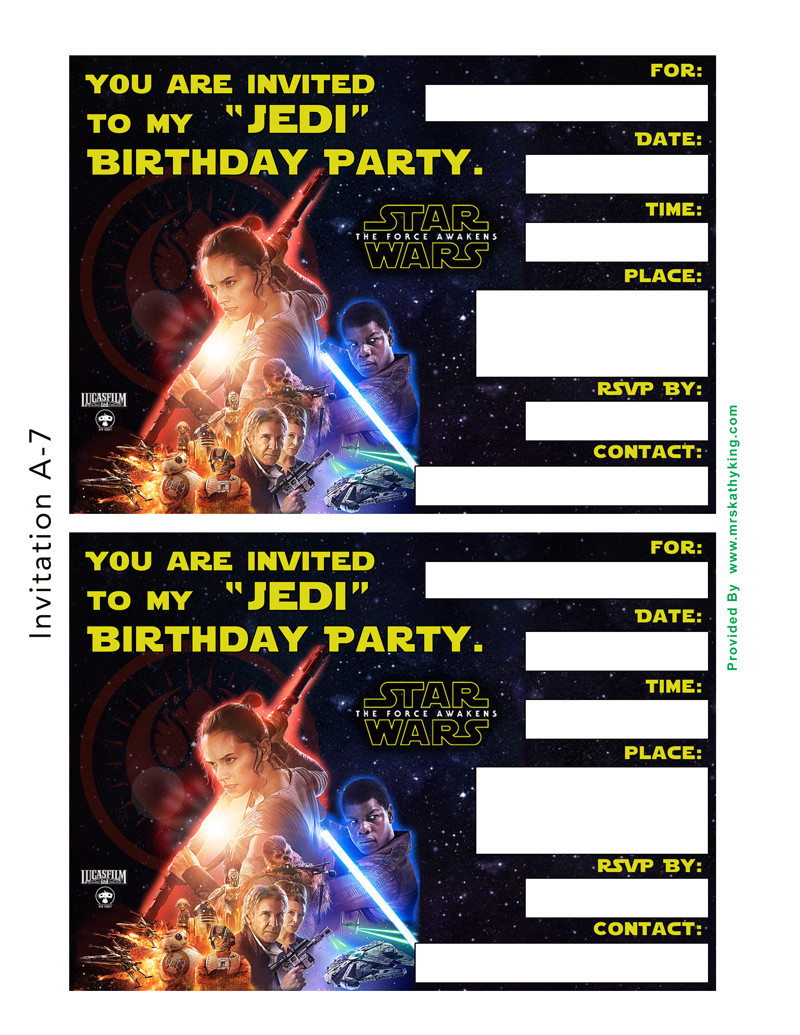 star wars birthday invitations