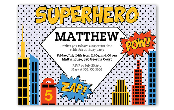 sample superhero birthday invitation