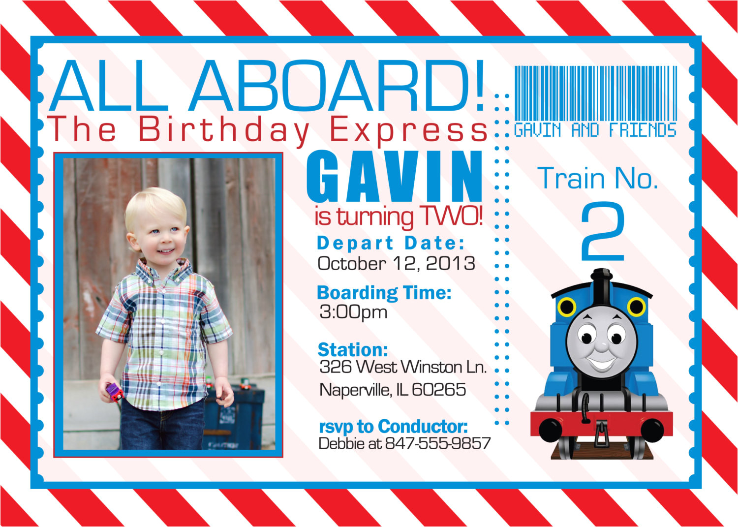 thomas and the train birthday invitations