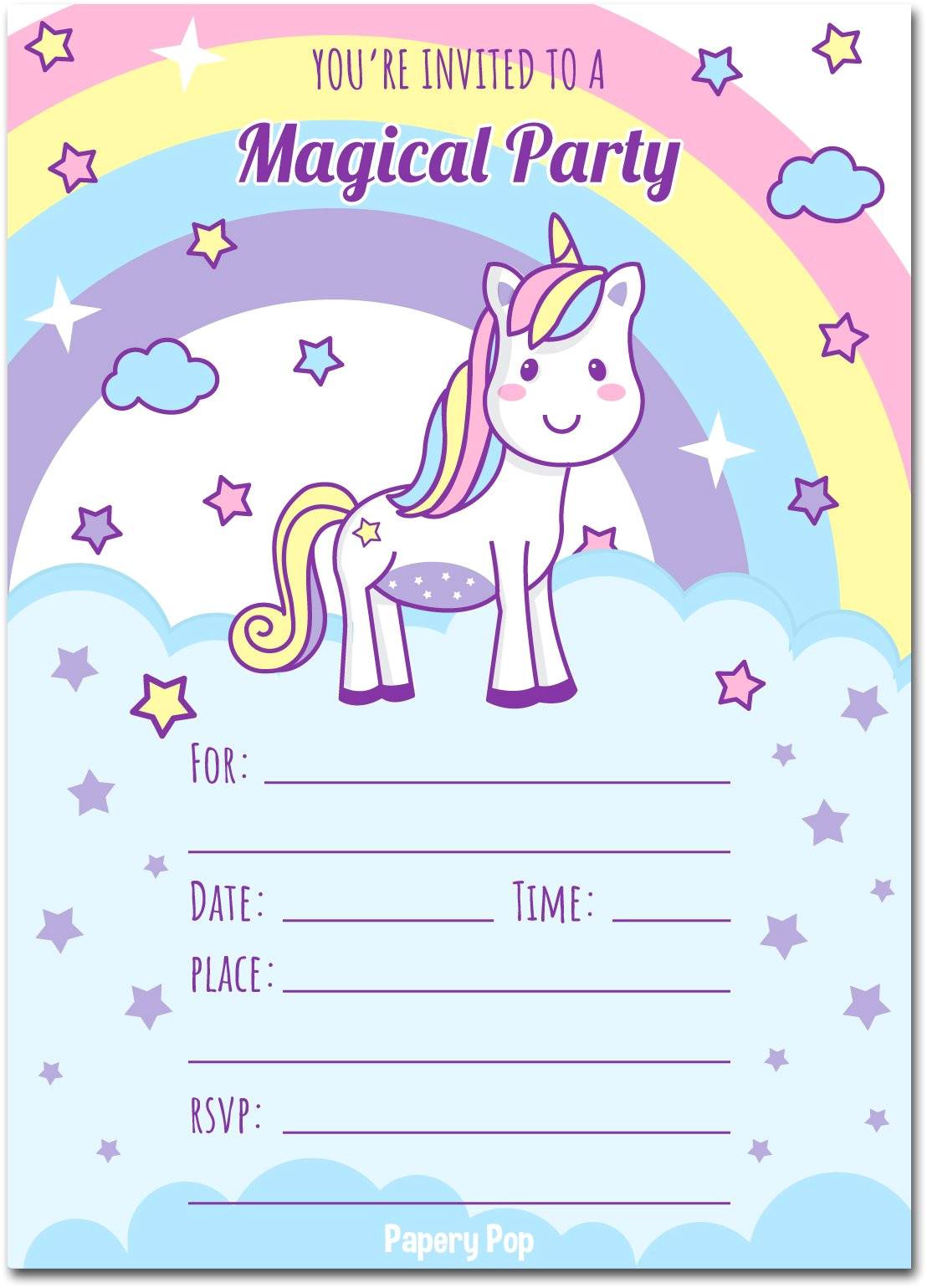30 unicorn birthday invitations with envelopes kids magical birthday party invitations for girls