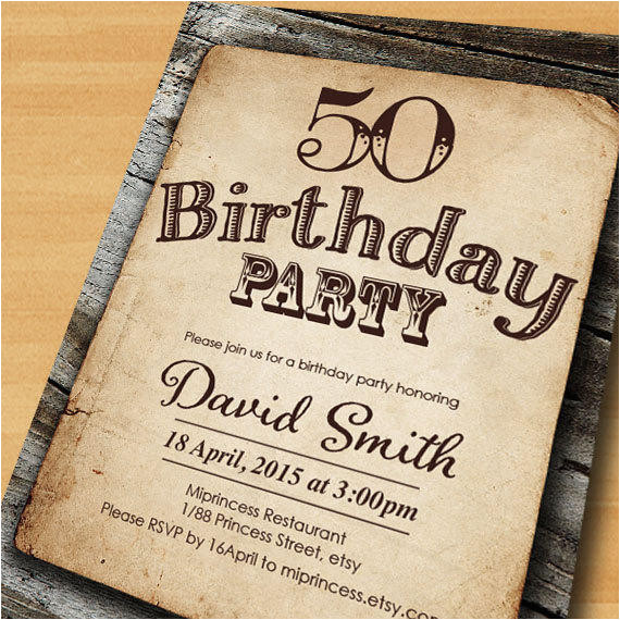 birthday invitation for any age vintage wood design 30th 40th 50th 60th 70th retro rustic birthday invitation card 319