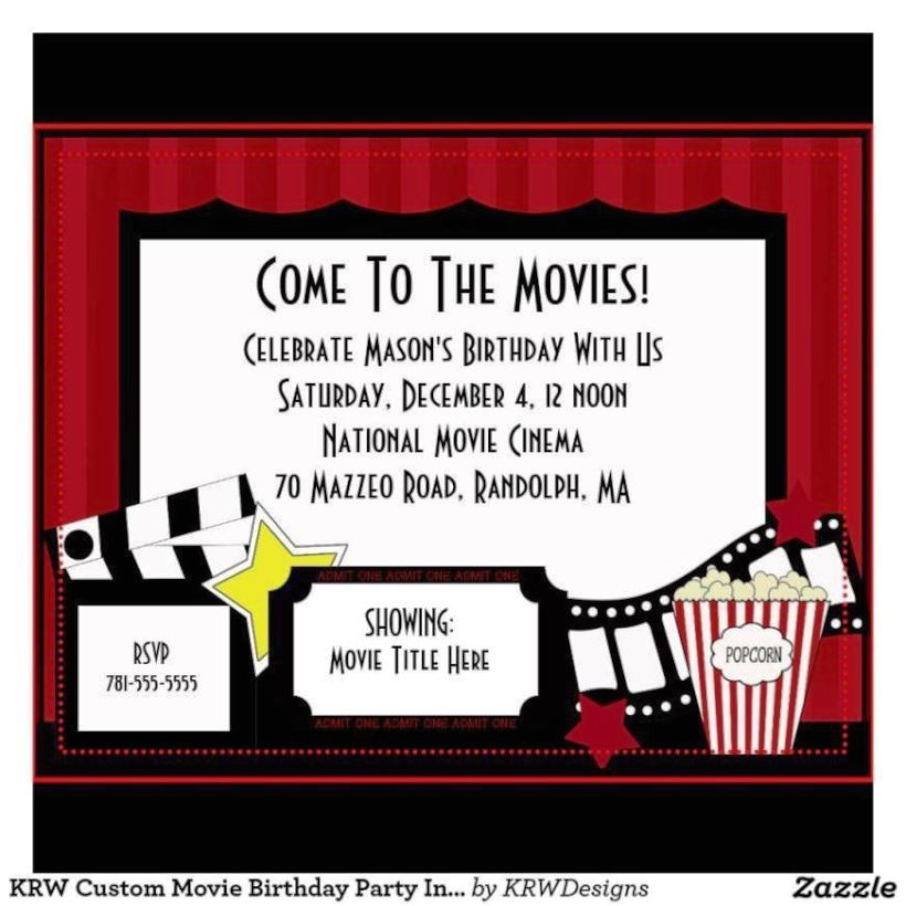 movie birthday invitation templates