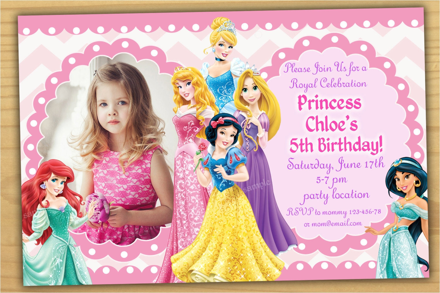 Приглашение на день рождения принцессы Диснея