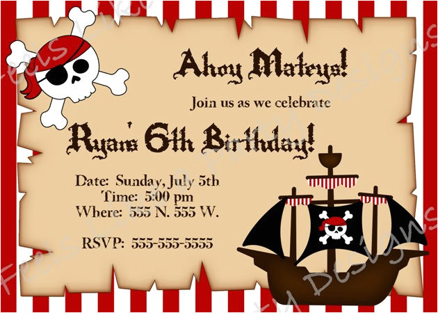 custom pirate birthday invitation