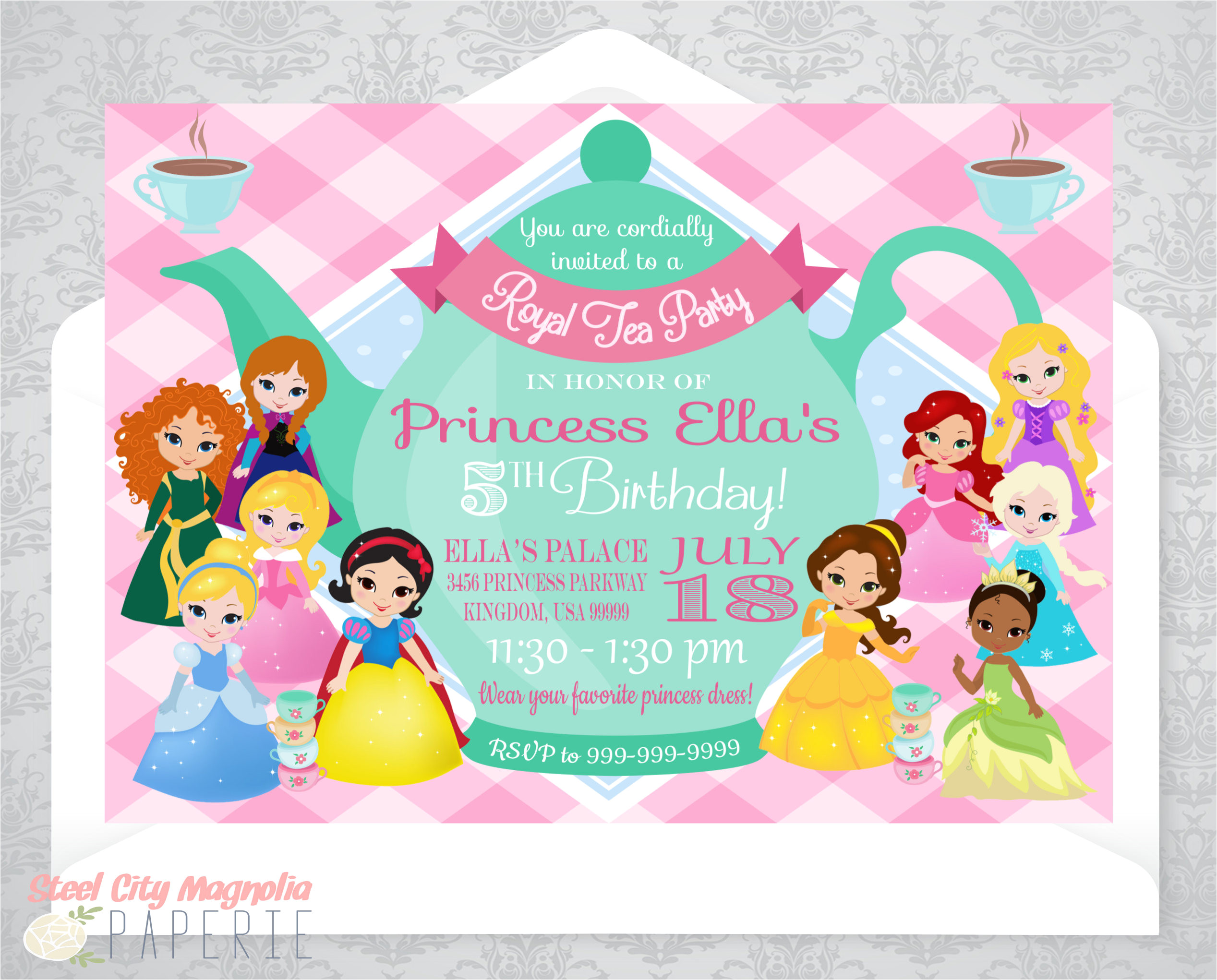 princess tea party invitation birthday