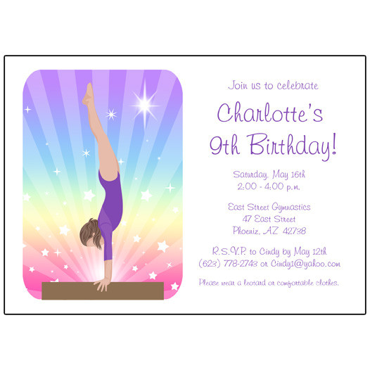free printable gymnastic birthday invitations