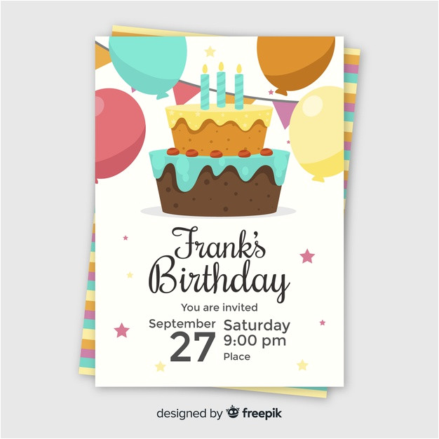 children s birthday invitation template with cake 5575721