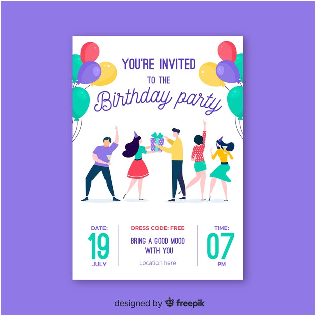 flat design birthday invitation template 5146259