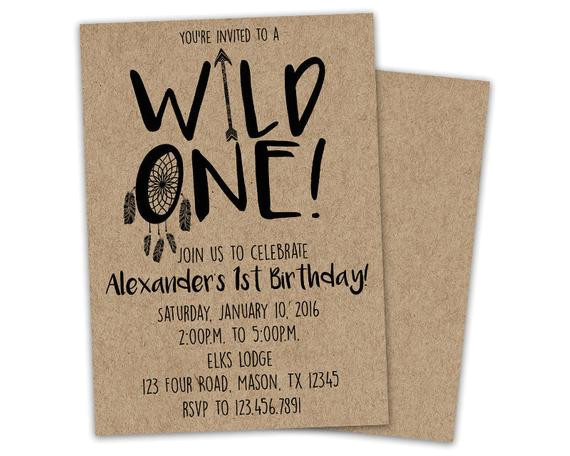 wild one birthday invitation 1st