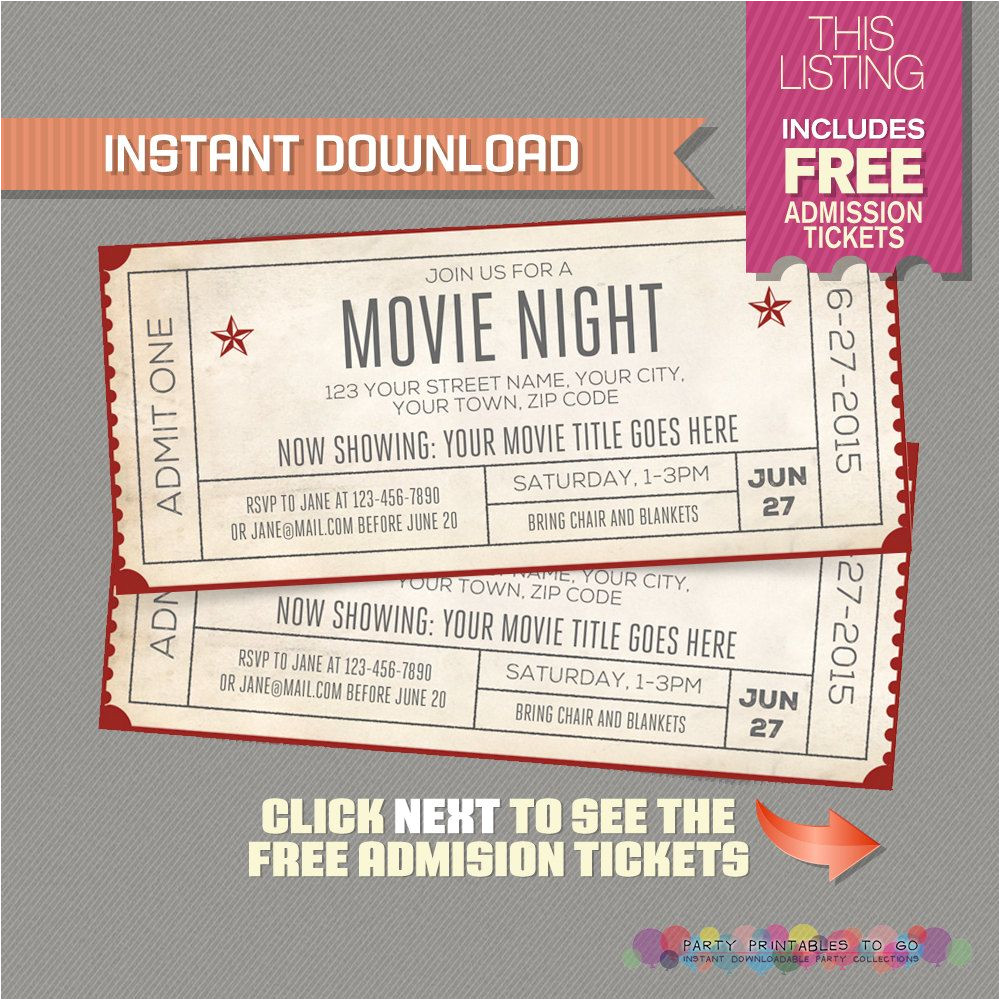 blank movie ticket invitation template free download