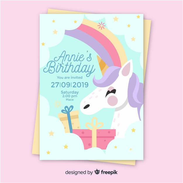 children s birthday invitation template with unicorn 5575719