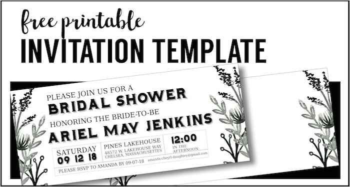 black white flowers invitations templates free printable