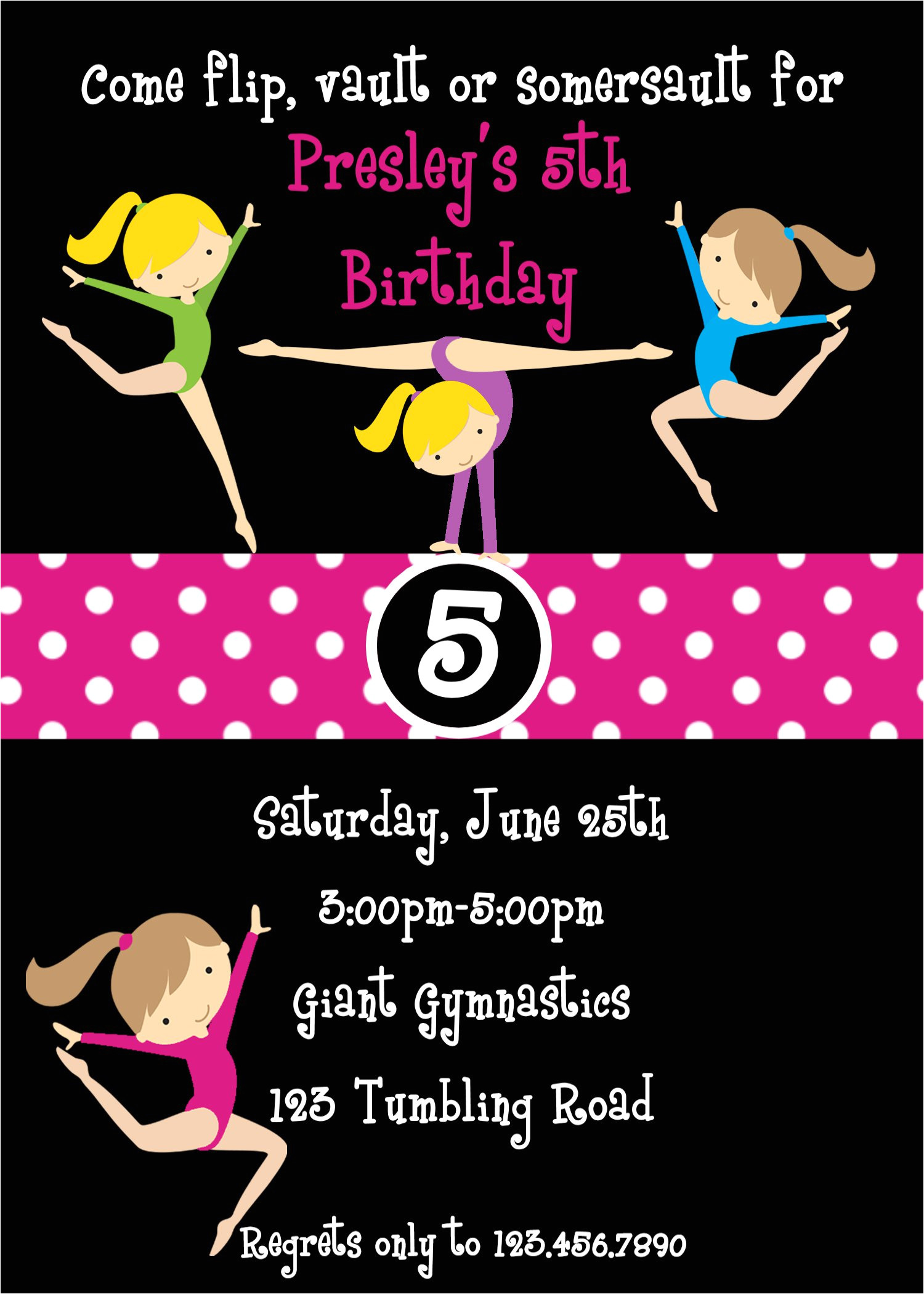 gymnastic birthday invitation templates