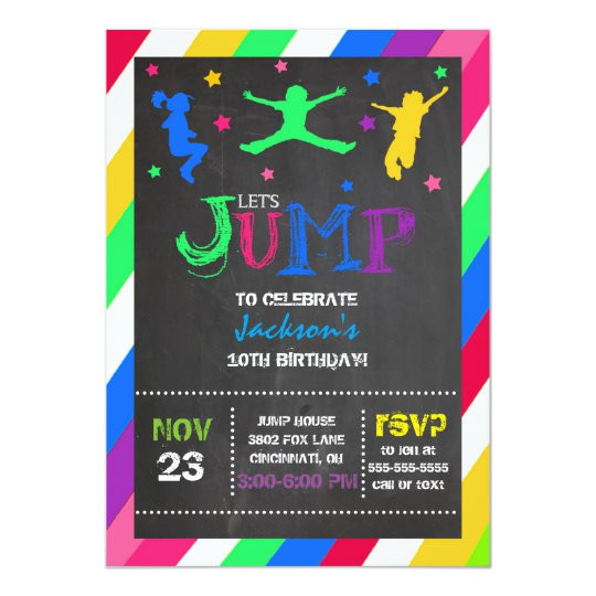 Birthday Party Invitation Template Trampoline Jump Bounce House Trampoline Birthday Invitation Zazzle Com