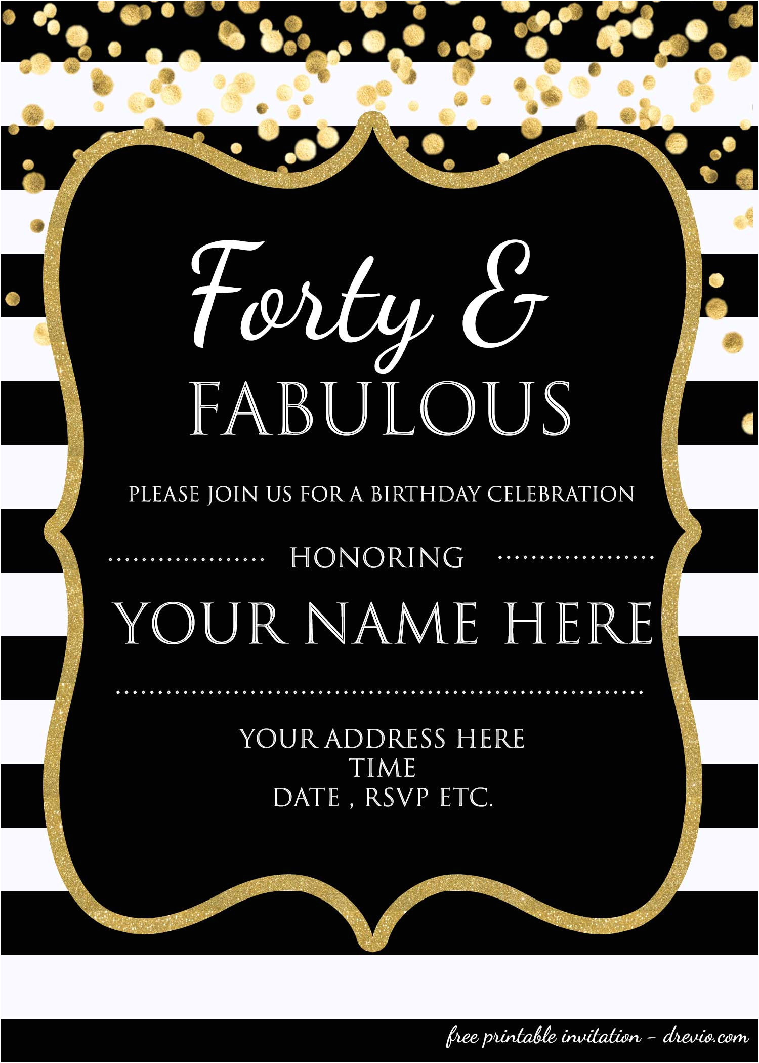 forty fabulous 40th birthday invitation template psd editable