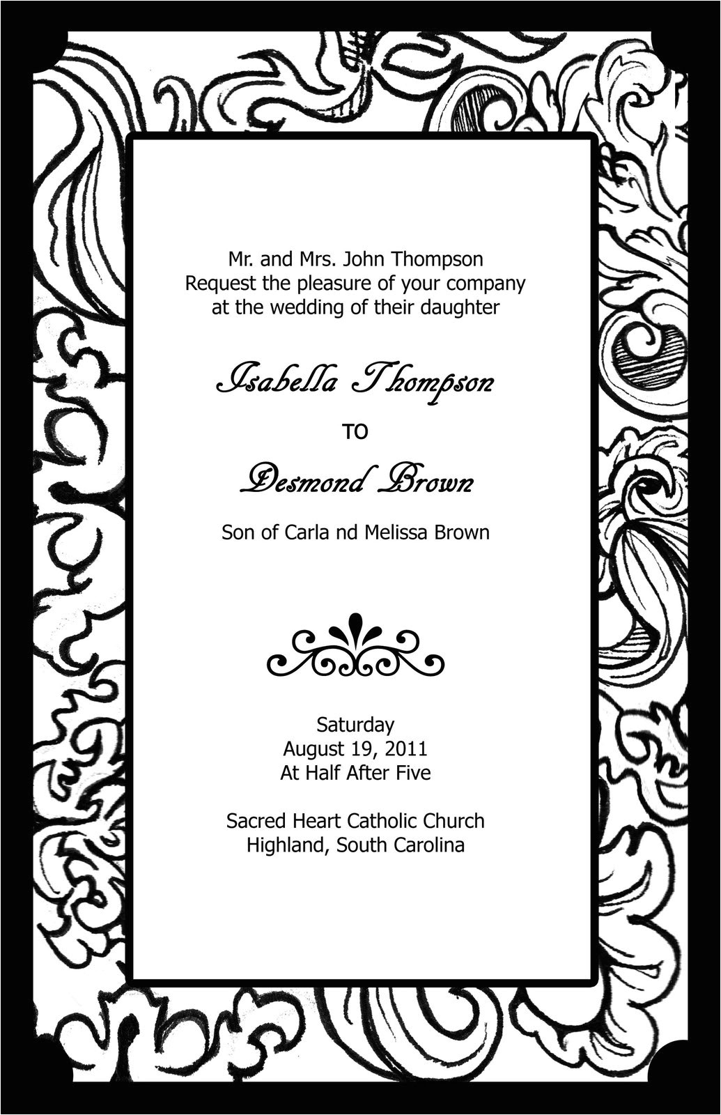 free black and white wedding invitation templates