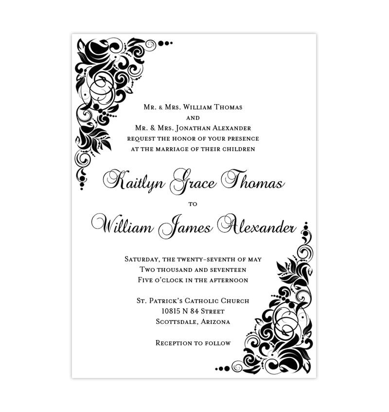 gianna wedding invitation black white