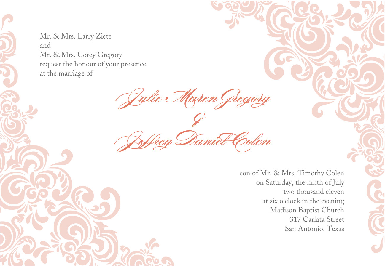 blank wedding invitations templates